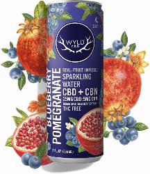 Blueberry Pomegranate Sparkling CBD-CBN Water | WYLD CBD | Recreational Marijuana Blueberry Pomegranate Sparkling CBD-CBN Water, wyld cbd